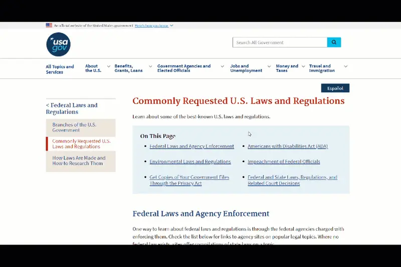 Commonly Requested U.S. Laws and Regulations