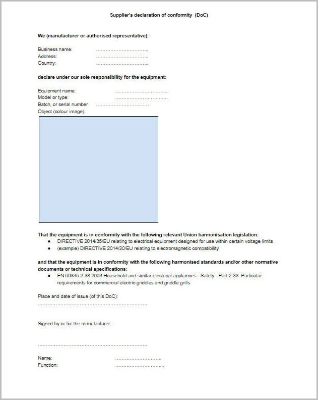 Long Term Supplier Declaration Template Word