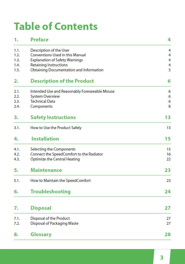 Example table of contents
