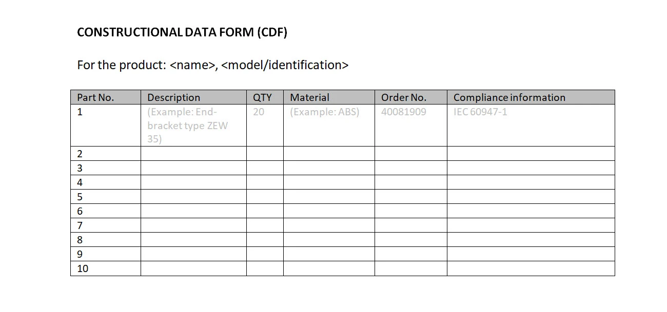 Construction Data Form